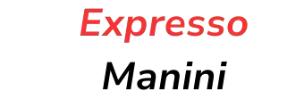 Logo com o texto "Expresso Manini". A palavra "Expresso" é vermelha, "Manini" é preta, e há uma linha amarela abaixo. Por que funciona: Descreve os elementos visuais da imagem. Geralmente, é mais detalhada do que o necessário, mas pode ser usada se os detalhes visuais forem importantes no contexto.